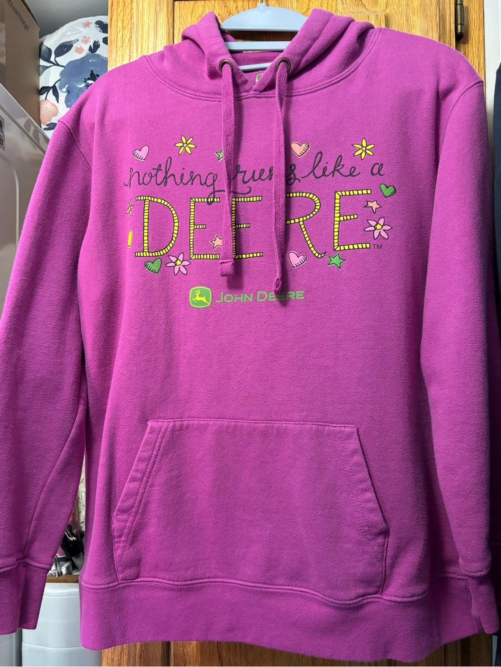 John Deere Pink Pullover Hoodie with Graphic Design